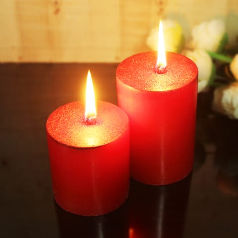 Craftlipi - Red Pillar Jumbo Perfumed Candles / Set of 4