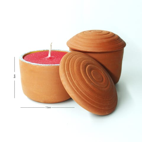 Craftlipi - Terracotta Clay Pot "HUT" Premium Big Perfumed Candles / Reusable Candle Holder Pot : Set of 2