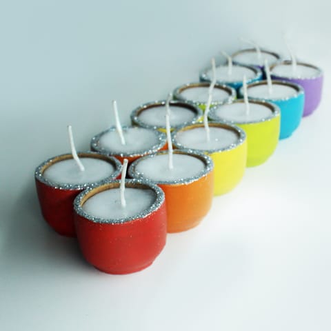 Craftlipi - Multicolour Terracotta Clay Pot "CUP" Perfumed Candles / Reusable Pots : Set of 12