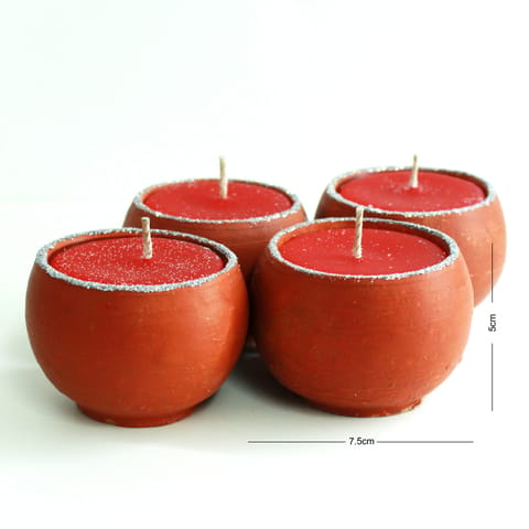 Craftlipi - Terracotta Clay Pot "DOME" Perfumed Candles / Reusable Candle Clay Pots : set of 4